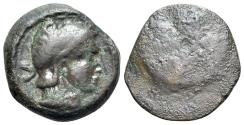 Ancient Coins - ITALY. Etruria, Uncertain Inland mint, c. 4th century BC. Æ Units. Head of Turms VERY RARE