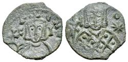 Ancient Coins - Leo V and Constantine (813-820). Æ 40 Nummi. Syracuse. Crowned facing bust of Leo R/ Crowned facing bust of Constantine
