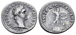 Ancient Coins - Domitian (AD 81-96). AR Denarius. Rome mint. R/ Minerva standing right on capital of rostral column
