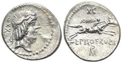 Ancient Coins - ROME REPUBLIC L. Calpurnius Piso Frugi, Rome, 90 BC. AR Denarius EXTREMELYY FINE