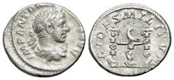 Ancient Coins - Elagabalus (AD 218-222). AR Denarius. Rome. R/ FIDES MILITVM Aquila between two signa