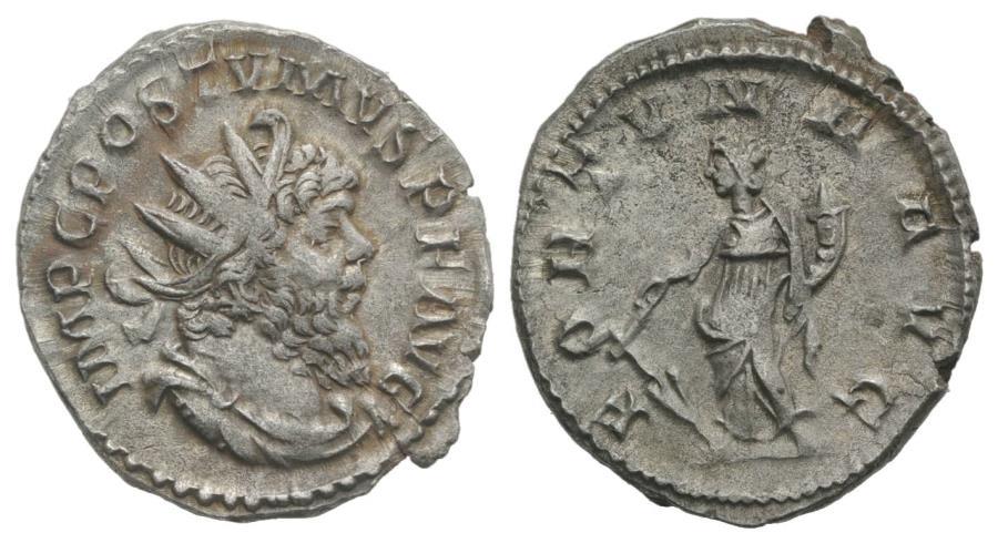 Ancient Coins - Postumus. Romano-Gallic Emperor, AD 260-269. Antoninianus. Treveri (Trier) mint. 4th emission, 1st phase, AD 266. R/ FORTUNA