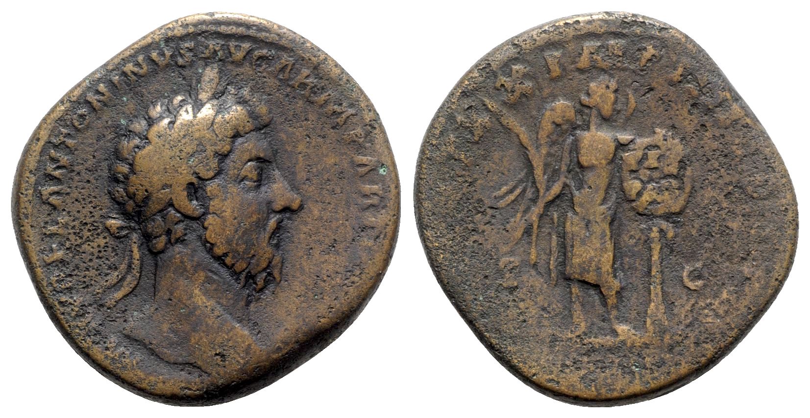 Marcus Aurelius (161-180). Æ Sestertius - Rome - R/ Victory