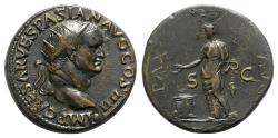 Ancient Coins - Vespasian (69-79). Æ Dupondius - Lugdunum - R/ Pax