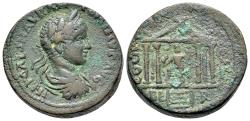 Ancient Coins - Elagabalus (218-222). Phoenicia, Berytus. Æ 24mm. EX Duke of Argyll collection R/ Hexastyle temple with Neptune.