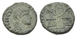 Ancient Coins - Magnentius (AD 350-353). Æ 11mm. Contemporary imitation. Imitating an official type of the Lugdunum (Lyon) mint, struck circa late AD 350.