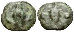 Ancient Coins - ITALY Apulia, Luceria (circa 217-212 BC). Æ Uncia. Frog / Barley-ear