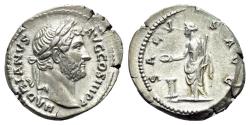 Ancient Coins - Hadrian (117-138). AR Denarius - Rome - R/ Salus