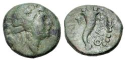 Ancient Coins - ITALY Northern Lucania, Paestum, c. 218-201 BC. Æ Triens. R/ Cornucopia; Q and monogram