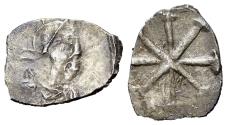 Ancient Coins - Constantine IV Pogonatus (668-685). AR Half Siliqua. Italian mint. Helmeted, draped and cuirassed bust of Constantinopolis. R/ Large TX monogram. VERY RARE