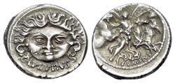 Ancient Coins - ROME REPUBLIC L. Plautius Plancus (47 BC). AR Denarius. Head of Medusa facing R/ Aurora flying NICE !!