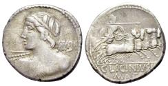 Ancient Coins - ROME REPUBLIC C. Licinius L.f. Macer, Rome, 84 BC. AR Denarius R/ Minerva in quadriga