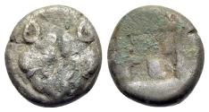 Ancient Coins - Lesbos, Unattributed early mint, c. 500-450 BC. BI Obol. Confronted boars' heads