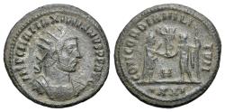 Ancient Coins - Maximianus (First reign, AD 286-305). Æ Antoninianus . Antioch. Bust of Maximianus r. R/ CONCORDIA MILITVM/H//XXI.