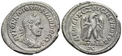 Ancient Coins - Philip I (AD 244-249). Seleucis and Pieria, Antioch. BI Tetradrachm. AD 249. R/ EAGLE RARE
