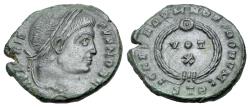 Ancient Coins - Crispus (as Caesar, AD 317-326). Æ Nummus. Treveri. R/ CAESARVM NOSTRORVM // VOT • X