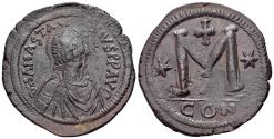 Ancient Coins - Anastasius I (491-518). Æ 40 Nummi - Follis. Constantinople, 498-518.