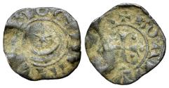 Ancient Coins - CRUSADERS Antioch. Bohémond III (1163-1201). Æ Fractional Denier R/ Crescent above star. RARE