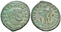 Ancient Coins - Constantius I (Caesar, 293-305). Æ Follis. Lugdunum, c. AD 301-3.  R/ GENIUS