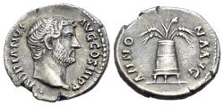 Ancient Coins - Hadrian (AD 117-138) AR Denarius, Rome, 137-July 138. R/  ANNONA AVG  - MODIUS