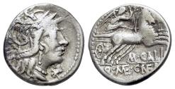 Ancient Coins - ROME REPUBLIC M. Calidius, Q. Metellus, and Cn. Fulvius, Rome, 117-116 BC. AR Denarius. R/ Victory driving biga