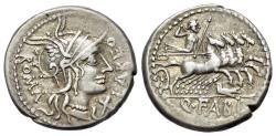 Ancient Coins - ROME REPUBLIC Q. Fabius Labeo, Rome, 124 BC. AR Denarius. R/ Jupiter driving galloping quadriga