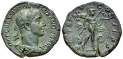 Ancient Coins - Severus Alexander (AD 222-235). Æ Sestertius. Rome, AD 228.  R/ MARS
