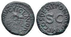 Ancient Coins - Claudius (AD 41-54). Æ Quadrans. Rome, AD 42. Hand, holding scale R/ Large S • C.