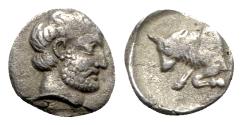 Ancient Coins - Caria, Uncertain, c. 400 BC. AR Diobol, Hekatomnos.