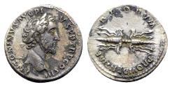 Ancient Coins - Antoninus Pius (138-161). AR Denarius - R/ Winged thunderbolt