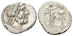 Ancient Coins - ROME REPUBLIC Cn. Lentulus Clodianus, Rome, 88 BC. AR Quinarius. R/ Victory crowning trophy