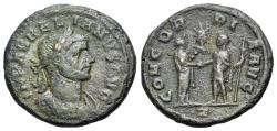 Ancient Coins - Aurelian (AD 270-275). Æ Sestertius or As. Rome mint, 11th emission, AD 275.  R/ Severina and Aurelian standing vis-à-vis RARE