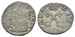 World Coins - Italy, PAPAL STATE. Bologna. Anonima Pontificia, c. 14th century. BI Quattrino. Arms over keys. R/ St. Petronius.
