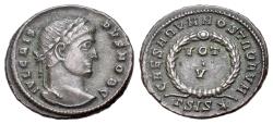 Ancient Coins - Crispus (Caesar, AD 317-326). Æ Follis. Siscia. R/ VOT V