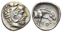 Ancient Coins - Thessaly. Skotussa (circa 394-367). AR Hemidrachm c. 394-367 BC. NICE !! Ex 'Kyrios' Collection