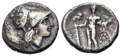 Ancient Coins - Italy, Lucania, Herakleia, c. 281-278 BC. AR Nomos R/ Herakles