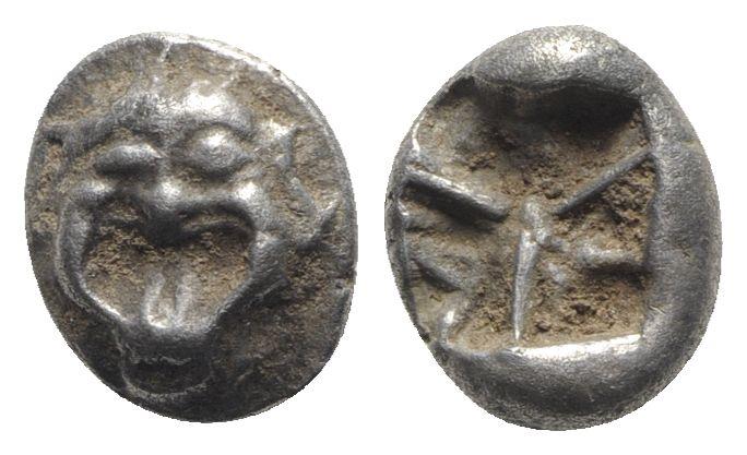 Ancient Coins - Mysia, Parion, 5th century BC. AR Drachm. Gorgoneion facing with protruding tongue