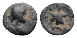 Ancient Coins - JUDAEA, Caesarea Maritima. temp. Trajan – Hadrian. AD 98-138. Æ Half Prutah  EXTREMELY RARE