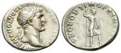Ancient Coins - Trajan (98-117). AR Denarius. Rome. Bust of Trajan. Virtus.
