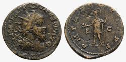 Ancient Coins - Postumus (260-269). Æ Double Sestertius. Treveri.  R/ Postumus standing
