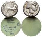 Ancient Coins - Syracuse (circa 430-420 B.C.) AR Tetradrachm R/ Head of nymph Arethusa. From the collection of a Mentor.