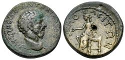 Ancient Coins - Marcus Aurelius (161-188). Macedon, Amphipolis. Æ 23mm R/ Turreted Tyche RARE
