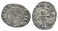 World Coins - Italy, Arezzo, Republic, 13th-14th century. BI Denaro St. Donatus. R/ Cross