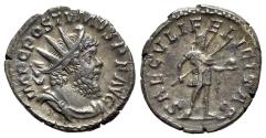 Ancient Coins - Postumus (260-269). AR Antoninianus - Treveri - R/ Postumus standing