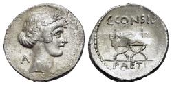 Ancient Coins - ROME REPUBLIC C. Considius Paetus 46 BC. AR Denarius. R/ C·CONSIDI Curule chair
