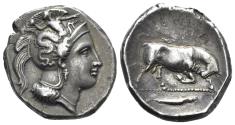 Ancient Coins - ITALY Southern Lucania, Thourioi, c. 350-300 BC. AR Distater Ex Stack's Bowers Galleries January 2012 NYINC Auction, lot 52