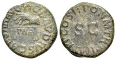 Ancient Coins - Claudius (41-54). Æ Quadrans. Rome, AD 42. Hand l., holding scales. R/ Large S • C.