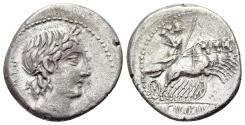 Ancient Coins - ROMAN REPUBLICAN C. Vibius C.f. Pansa, Rome 90 BC. AR Denarius. R/ Minerva driving galloping quadriga