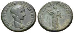 Ancient Coins - Moesia Inferior, Nicopolis ad Istrum. Diadumenian (217-218). Æ. Bare-headed bust r. R/ Hygieia standing l.