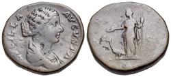 Ancient Coins - Lucilla (Augusta, AD 164-182). Æ Sestertius. Rome mint. Struck under Marcus Aurelius and Lucius Verus, mid AD 164. R/ JUNO